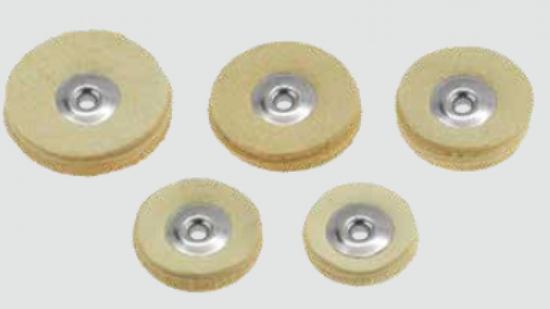Miniaturbürsten mit Scheibchen aus hochwertigem Chamoisleder – unmontiert. VE.6St.